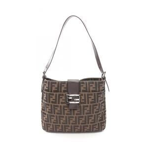 Fendi Zucca shoulder bag, handbag, nylon and leather, women's, brown